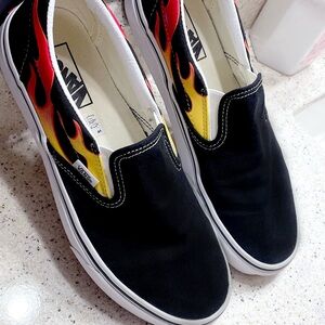 vans flames classic slip on shoes